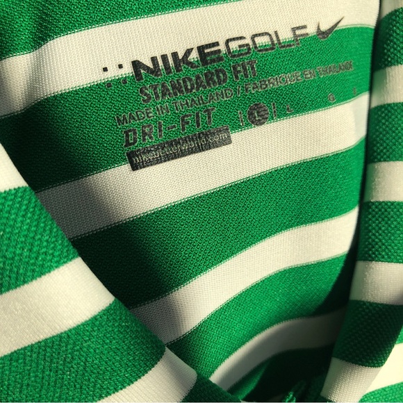 NIKE Golf Standard Dri-Fit Green Stripes Polo Short Sleeve Shirt Sz Large - Picture 8 of 12